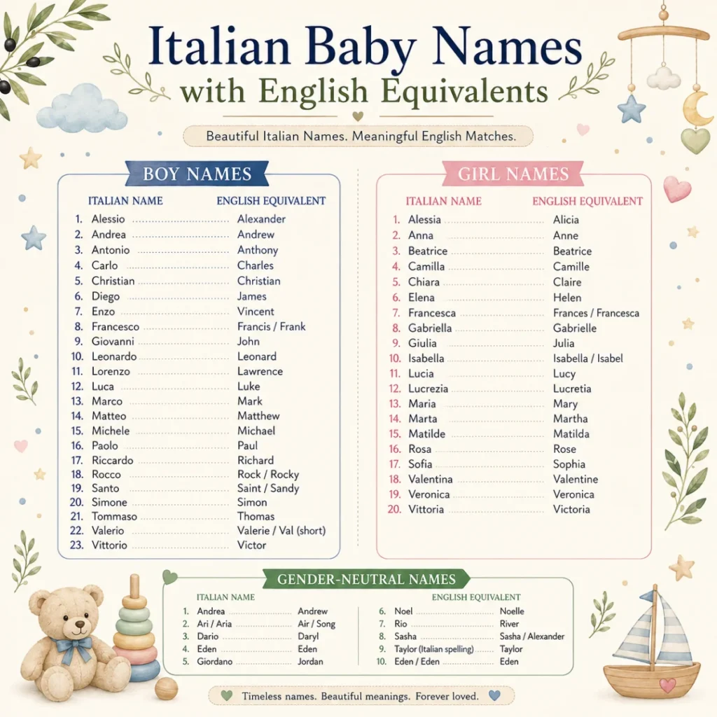 Italian Baby Names with English Equivalents