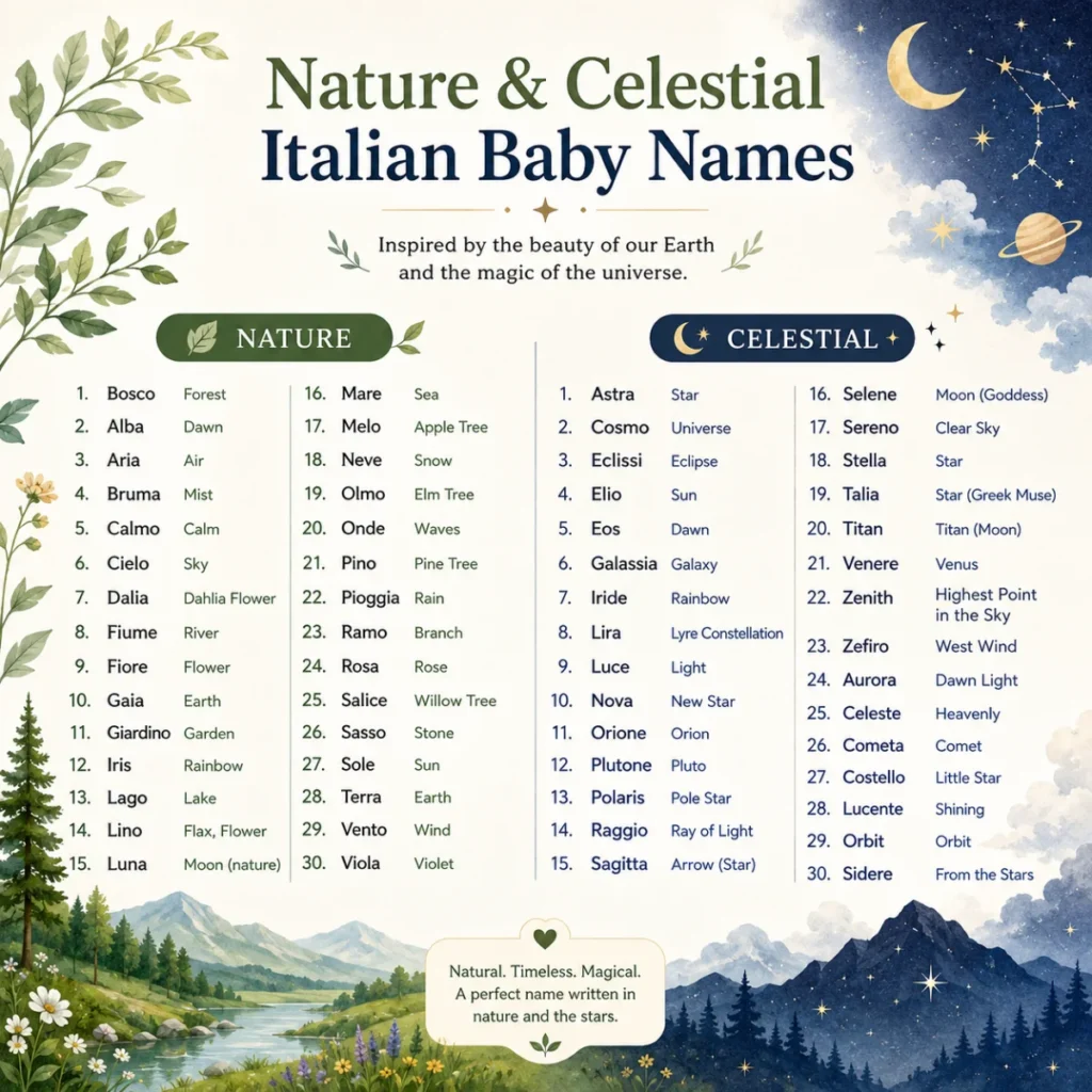 Nature and Celestial Italian Baby Names 
