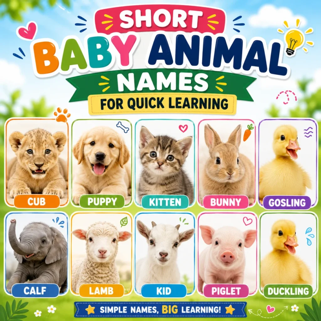 Short Baby Animal Names for Quick Learning